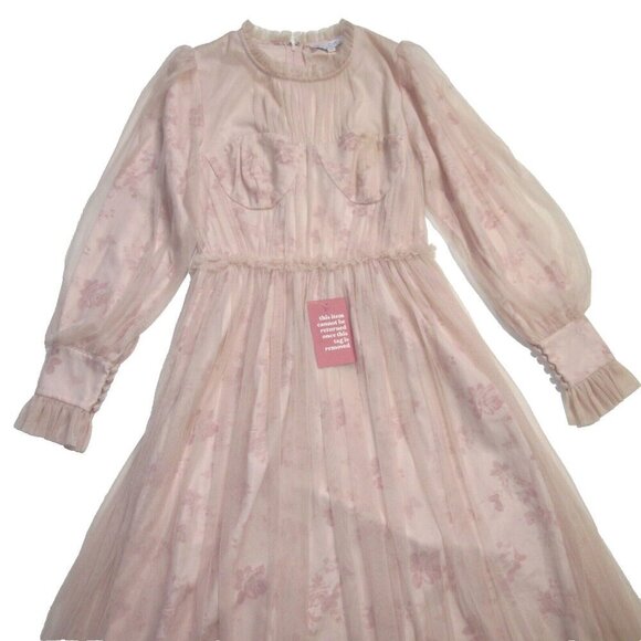NWT Ivy City Co Last Songbird in Pink Floral Tulle Maxi Dress XS - Picture 4 of 7